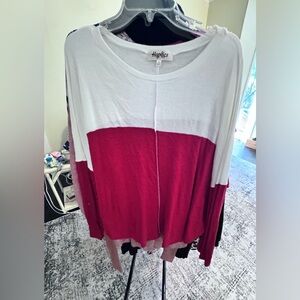 Haptics Women's Long Sleeve Red and White Top